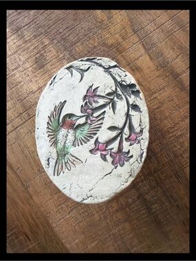 Shapes of Clay Hummingbird Trinket Dish MT St Helens Ash 6” PNW Art Pottery 80’s